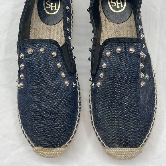 NWOB. ASH EU39 Zest Dark Denim Silver Studded Espadrilles Slip On. - Picture 4 of 10